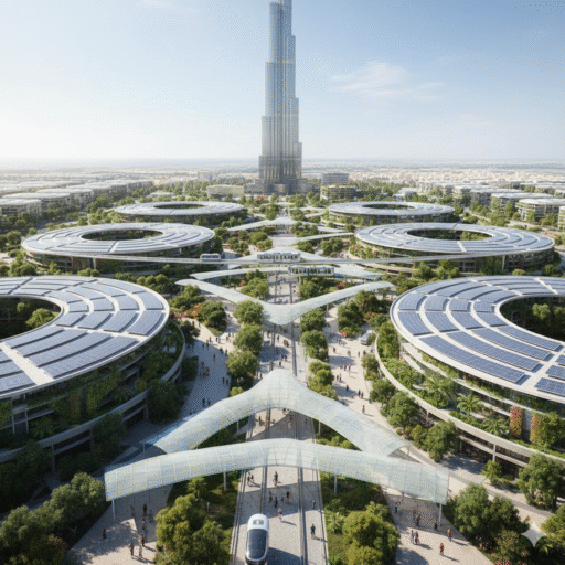 Futuristic Dubai 1-Km City Skyline